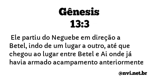 GÊNESIS 13:3 NVI NOVA VERSÃO INTERNACIONAL