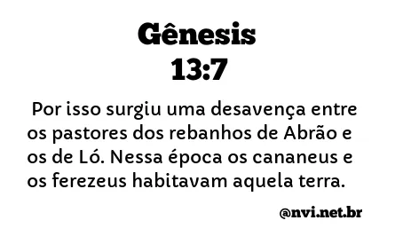 GÊNESIS 13:7 NVI NOVA VERSÃO INTERNACIONAL