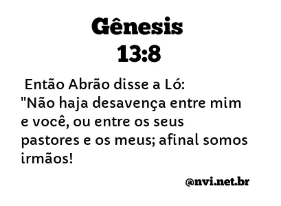 GÊNESIS 13:8 NVI NOVA VERSÃO INTERNACIONAL