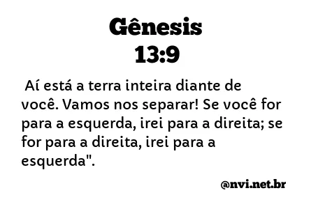 GÊNESIS 13:9 NVI NOVA VERSÃO INTERNACIONAL