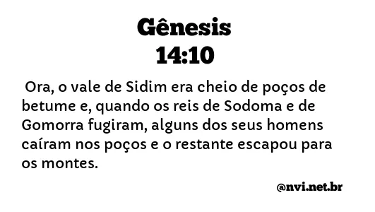 GÊNESIS 14:10 NVI NOVA VERSÃO INTERNACIONAL