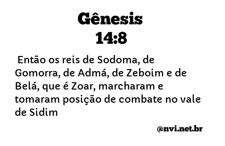 GÊNESIS 14:8 NVI NOVA VERSÃO INTERNACIONAL