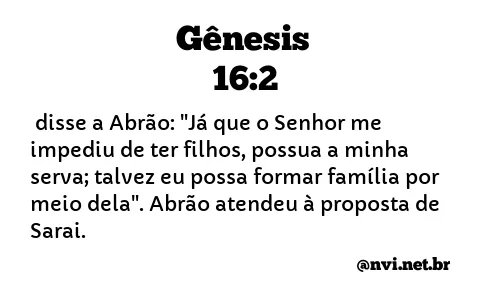 GÊNESIS 16:2 NVI NOVA VERSÃO INTERNACIONAL