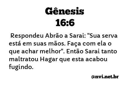 GÊNESIS 16:6 NVI NOVA VERSÃO INTERNACIONAL