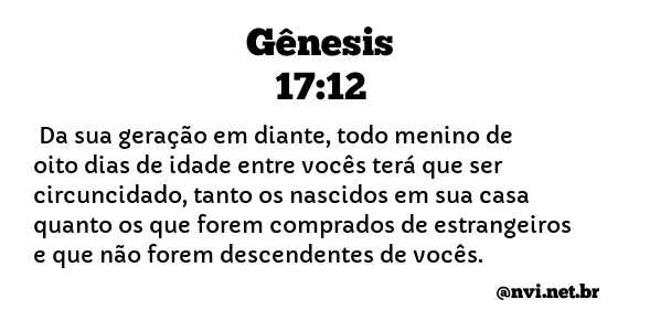 GÊNESIS 17:12 NVI NOVA VERSÃO INTERNACIONAL