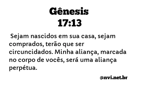 GÊNESIS 17:13 NVI NOVA VERSÃO INTERNACIONAL