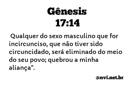 GÊNESIS 17:14 NVI NOVA VERSÃO INTERNACIONAL