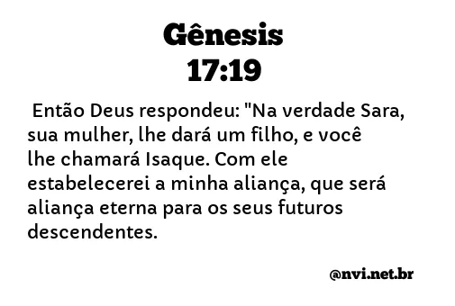 GÊNESIS 17:19 NVI NOVA VERSÃO INTERNACIONAL