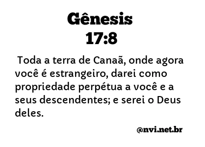 GÊNESIS 17:8 NVI NOVA VERSÃO INTERNACIONAL