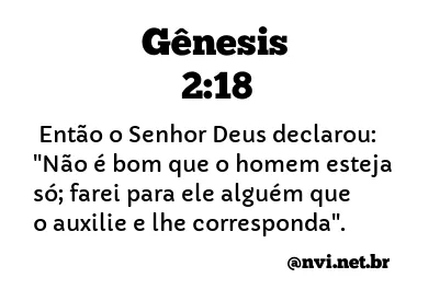 GÊNESIS 2:18 NVI NOVA VERSÃO INTERNACIONAL