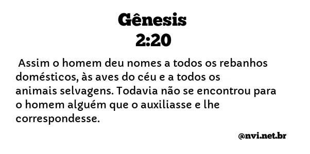 GÊNESIS 2:20 NVI NOVA VERSÃO INTERNACIONAL