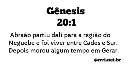 GÊNESIS 20:1 NVI NOVA VERSÃO INTERNACIONAL