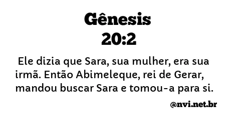 GÊNESIS 20:2 NVI NOVA VERSÃO INTERNACIONAL