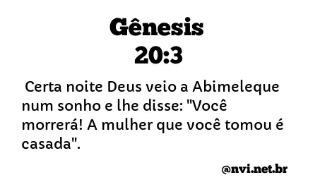 GÊNESIS 20:3 NVI NOVA VERSÃO INTERNACIONAL