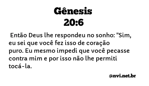 GÊNESIS 20:6 NVI NOVA VERSÃO INTERNACIONAL