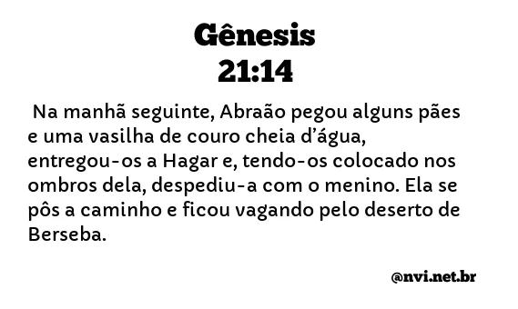 GÊNESIS 21:14 NVI NOVA VERSÃO INTERNACIONAL