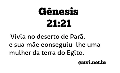 GÊNESIS 21:21 NVI NOVA VERSÃO INTERNACIONAL