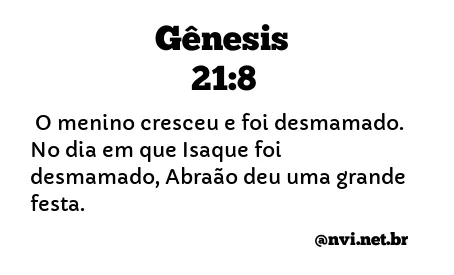 GÊNESIS 21:8 NVI NOVA VERSÃO INTERNACIONAL