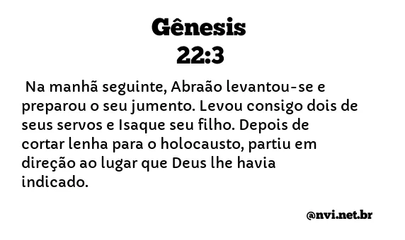 GÊNESIS 22:3 NVI NOVA VERSÃO INTERNACIONAL