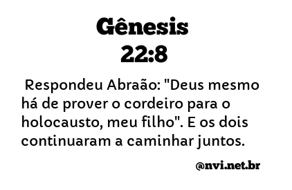 GÊNESIS 22:8 NVI NOVA VERSÃO INTERNACIONAL