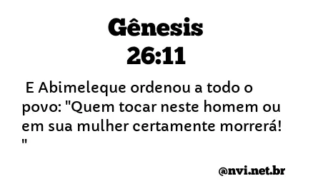 GÊNESIS 26:11 NVI NOVA VERSÃO INTERNACIONAL