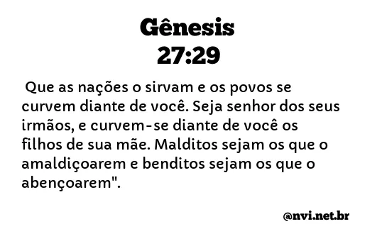 GÊNESIS 27:29 NVI NOVA VERSÃO INTERNACIONAL