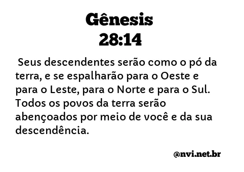 GÊNESIS 28:14 NVI NOVA VERSÃO INTERNACIONAL