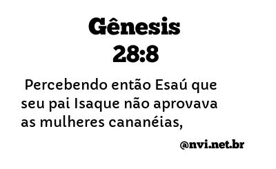 GÊNESIS 28:8 NVI NOVA VERSÃO INTERNACIONAL