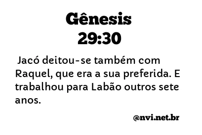 GÊNESIS 29:30 NVI NOVA VERSÃO INTERNACIONAL