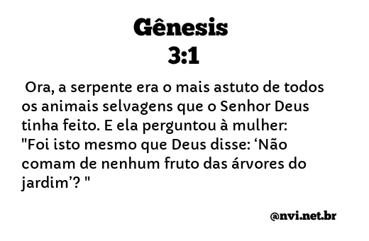 GÊNESIS 3:1 NVI NOVA VERSÃO INTERNACIONAL