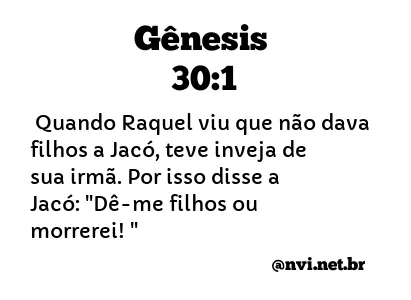 GÊNESIS 30:1 NVI NOVA VERSÃO INTERNACIONAL