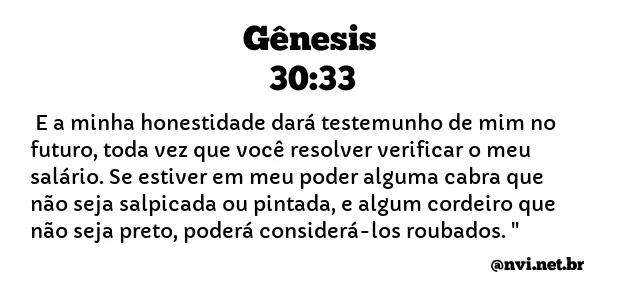 GÊNESIS 30:33 NVI NOVA VERSÃO INTERNACIONAL