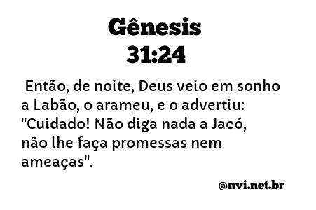 GÊNESIS 31:24 NVI NOVA VERSÃO INTERNACIONAL