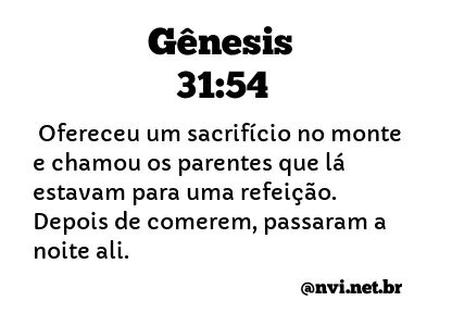 GÊNESIS 31:54 NVI NOVA VERSÃO INTERNACIONAL