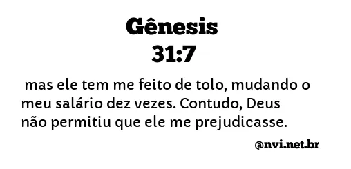 GÊNESIS 31:7 NVI NOVA VERSÃO INTERNACIONAL