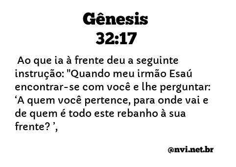 GÊNESIS 32:17 NVI NOVA VERSÃO INTERNACIONAL