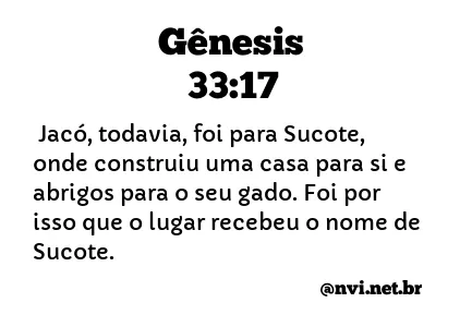 GÊNESIS 33:17 NVI NOVA VERSÃO INTERNACIONAL