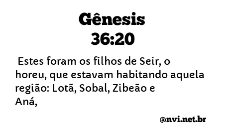 GÊNESIS 36:20 NVI NOVA VERSÃO INTERNACIONAL