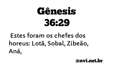 GÊNESIS 36:29 NVI NOVA VERSÃO INTERNACIONAL