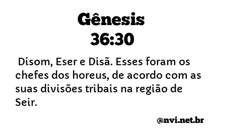 GÊNESIS 36:30 NVI NOVA VERSÃO INTERNACIONAL