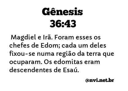 GÊNESIS 36:43 NVI NOVA VERSÃO INTERNACIONAL