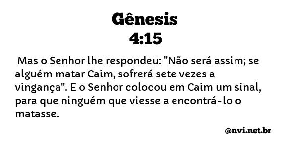 GÊNESIS 4:15 NVI NOVA VERSÃO INTERNACIONAL