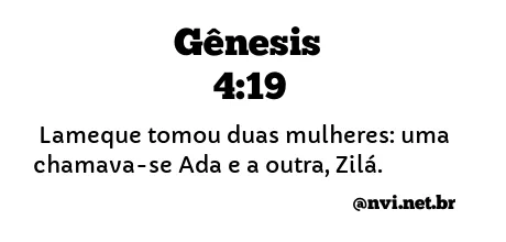 GÊNESIS 4:19 NVI NOVA VERSÃO INTERNACIONAL