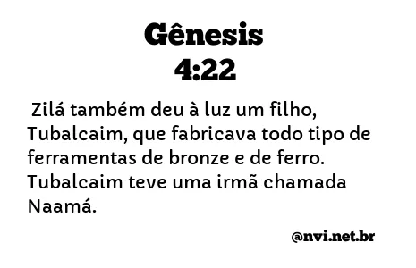 GÊNESIS 4:22 NVI NOVA VERSÃO INTERNACIONAL