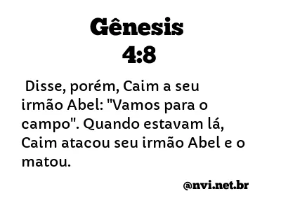 GÊNESIS 4:8 NVI NOVA VERSÃO INTERNACIONAL