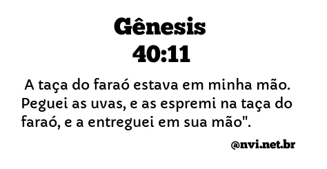 GÊNESIS 40:11 NVI NOVA VERSÃO INTERNACIONAL