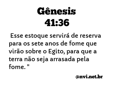 GÊNESIS 41:36 NVI NOVA VERSÃO INTERNACIONAL