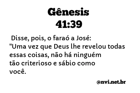 GÊNESIS 41:39 NVI NOVA VERSÃO INTERNACIONAL