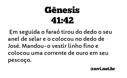 GÊNESIS 41:42 NVI NOVA VERSÃO INTERNACIONAL