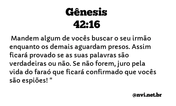 GÊNESIS 42:16 NVI NOVA VERSÃO INTERNACIONAL